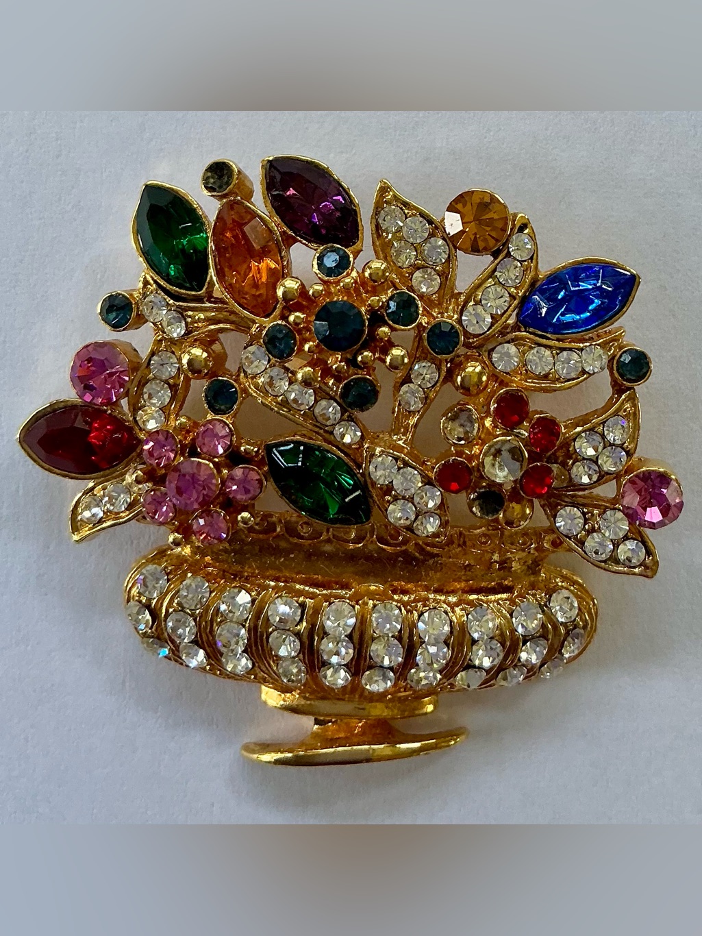 Vintage Multi-Colored Rhinestone Brooch!